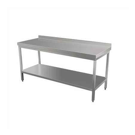 Image TABLE TRAVAIL AVEC REBORD 2 NIVEAUX 'ARROW'  120x70 CM ARGENTE INOX (1 UNITÉ) #1