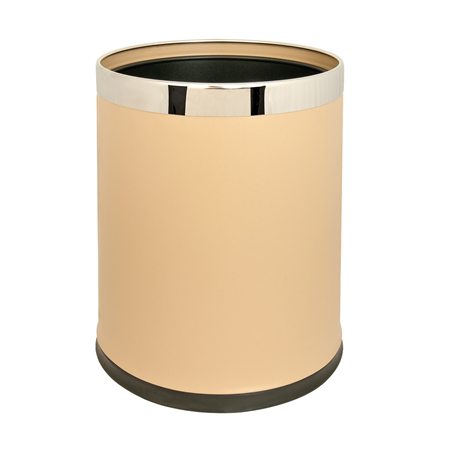 Image CORBEILLE CHAMBRES RONDE 'DELUXE' 9 L Ø 22,5x27 CM AMANDE ACIER (1 UNITÉ) #1