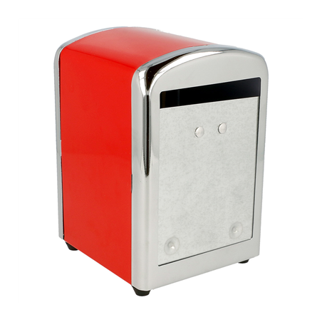 Image DISTRIBUTEUR SERVIETTES MINI SERVIS  10,5x9,7x14 CM ROUGE INOX (12 UNITÉ) #1