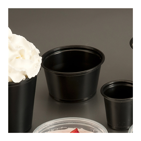 PETITS POTS MICRO-ONDABLES 60 ML Ø6,2x3,2 CM NOIR PP (2500 UNITÉ)