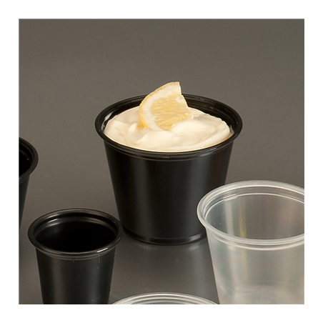 PETITS POTS MICRO-ONDABLES 120 ML Ø7,4x4,6 CM NOIR PP (2500 UNITÉ)