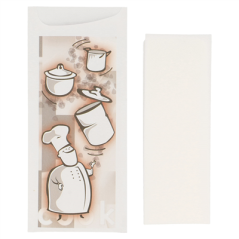 Image SACS POUR COUVERTS + SERVIETTE "BON APPETIT" 'JUST IN TIME' 90 + 10PE G/M2 8,5x19,5 CM BLANC AIRLAID (250 UNITÉ) #3