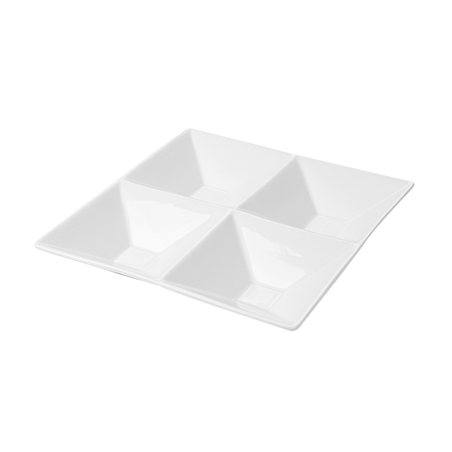 Image ASSIETTES CARRÉES 4 COMPARTIMENTS  24x24 CM BLANC PORCELAINE (12 UNITÉ) #1