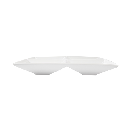 ASSIETTES CARRÉES 4 COMPARTIMENTS  29x29 CM BLANC PORCELAINE (6 UNITÉ)