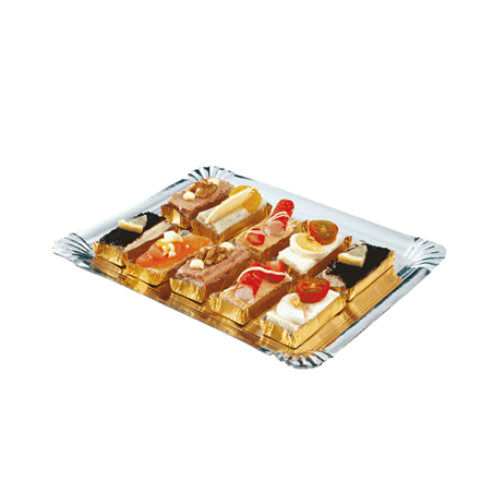 PLATEAUX "TRAITEUR" DEUX FACES  1100 G/M2 28x42 CM ARGENT/OR CARTON (100 UNITÉ)