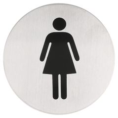 Image PLAQUE AUTO-ADHESIVE "DAMES"  Ø 7,5 CM ARGENTE INOX (1 UNITÉ) #1