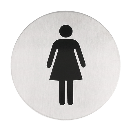 Image PLAQUE AUTO-ADHESIVE "DAMES"  Ø 7,5 CM ARGENTE INOX (1 UNITÉ) #1