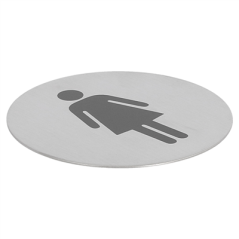 PLAQUE AUTO-ADHESIVE "DAMES"  Ø 7,5 CM ARGENTE INOX (1 UNITÉ)