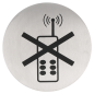 Image PLAQUE AUTO-ADHESIVE "PAS DE TELEPHONE"  Ø 7,5 CM ARGENTE INOX (1 UNITÉ) #1