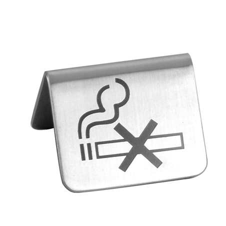 Image PLAQUE DE TABLE "DÉFENSE DE FUMER"  5,3x5x3,5 CM ARGENTE INOX (1 UNITÉ) #1