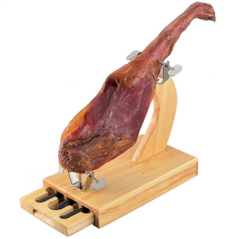 Image PORTE-JAMBON AVEC TIROIRS ET COUTEAUX  45x25x37 CM NATUREL BOIS (1 UNITÉ) #1