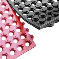 TAPIS ANTI-FATIGUE 'INTERLOCKING' 91,4x91,4x1,4 CM NOIR GOMME (1 UNITÉ)