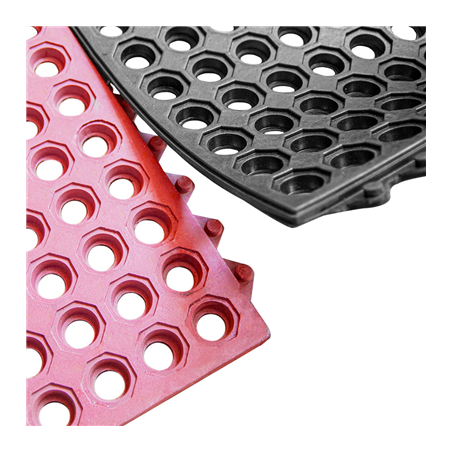 TAPIS ANTI-FATIGUE 'INTERLOCKING'  91,4x91,4x1,4 CM NOIR GOMME (1 UNITÉ)