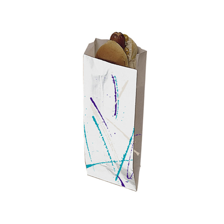 Image SACHETS HOT DOG "VOLARE"  35 G/M2 7+5x18 CM ARGENTE PARCHEMIN + ALUMINIUM (500 UNITÉ) #1