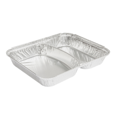 Image RÉCIPIENTS 2 COMPARTIMENTS 520/530 ML 22,7x17,7x3 CM ALUMINIUM (800 UNITÉ) #1