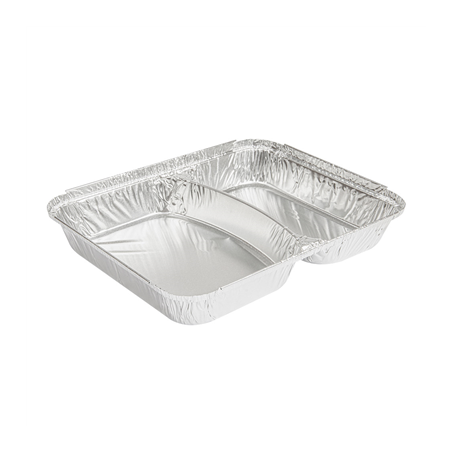Image RÉCIPIENTS 2 COMPARTIMENTS 520/530 ML 22,7x17,7x3 CM ALUMINIUM (800 UNITÉ) #1