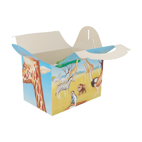 BOÎTES MENU ENFANT "SAVANE"  320 G/M2 15,50x10,50x17,50 CM QUADRICHROMIE CARTON (300 UNITÉ)