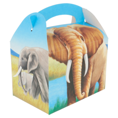 Image BOÎTES MENU ENFANT "ELEPHANTS"  320 G/M2 15,50x10,50x17,50 CM QUADRICHROMIE CARTON (300 UNITÉ) #1