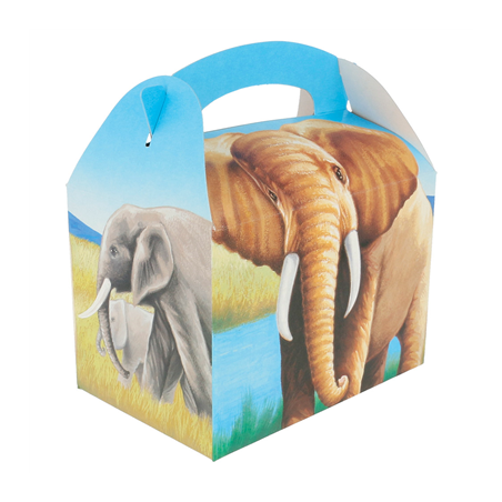 Image BOÎTES MENU ENFANT "ELEPHANTS"  320 G/M2 15,50x10,50x17,50 CM QUADRICHROMIE CARTON (300 UNITÉ) #1