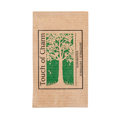 Image SACHETS DENTIFRICE 'FEEL GREEN' 3 ML 2 G 8x4,5 CM NATUREL KRAFT (500 UNITÉ) #1