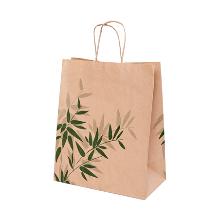 Image SACS SOS AVEC ANSES 'FEEL GREEN' 80 G/M2 26+14x32 CM NATUREL KRAFT (250 UNITÉ) #1