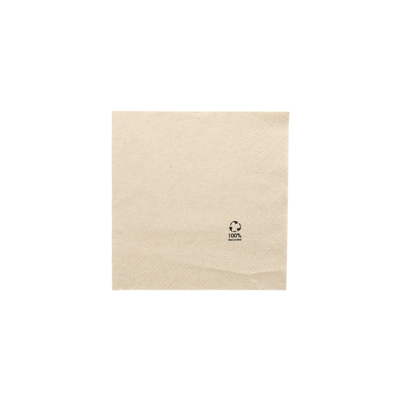 SERVIETTES ECOLABEL 2 PLIS  18 G/M2 20x20 CM NATUREL OUATE RECYCLÉE (4800 UNITÉ)