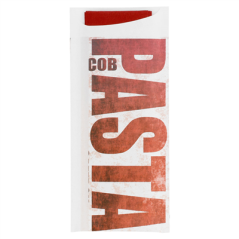 Image SACS COUVERTS + SERVIETTE 'JUST IN TIME - FAST FOOD' 90 + 10PE G/M2 8,5x19,5 CM BORDEAUX AIRLAID (250 UNITÉ) #1