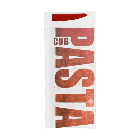 Image SACS COUVERTS + SERVIETTE 'JUST IN TIME - FAST FOOD' 90 + 10PE G/M2 8,5x19,5 CM BORDEAUX AIRLAID (250 UNITÉ) #1