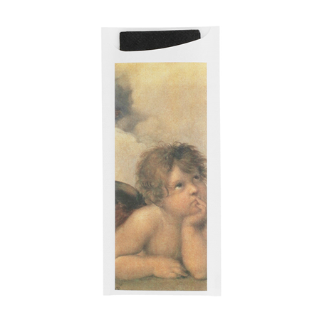 Image SACS COUVERTS + SERVIETTE 'JUST IN TIME - RAFFAELLO' 90 + 10PE G/M2 8,5x19,5 CM NOIR AIRLAID (250 UNITÉ) #1