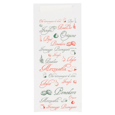 Image SACS COUVERTS + SERVIETTE 'JUST IN TIME - PIZZA' 90 + 10PE G/M2 8,5x19,5 CM BLANC AIRLAID (250 UNITÉ) #1