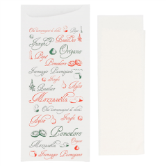 Image SACS COUVERTS + SERVIETTE 'JUST IN TIME - PIZZA' 90 + 10PE G/M2 8,5x19,5 CM BLANC AIRLAID (250 UNITÉ) #3