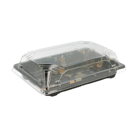 Image RÉCIPIENTS + COUVERCLES POUR "SUSHI"  17x12,3x4,5 CM NOIR PS (600 UNITÉ) #1