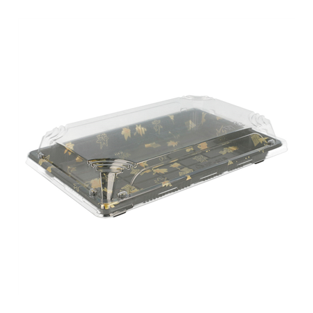 Image RÉCIPIENTS + COUVERCLES POUR "SUSHI"  22x14x4 CM NOIR PS (400 UNITÉ) #1