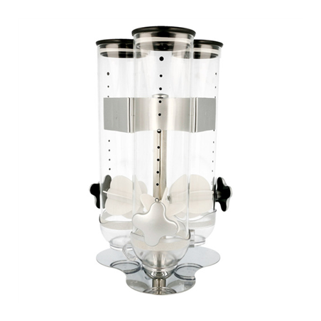 Image DISTRIBUTEUR DE CÉRÉALES TRIPLE  20x20x45 CM TRANSPARENT ACRYLIQUE (1 UNITÉ) #1