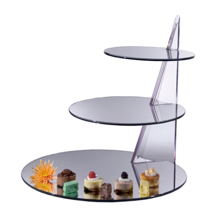 Image PRÉSENTOIR MIROIR 3 NIVEAUX - CIRCULAIRE  41 (h) CM ACRYLIQUE (1 UNITÉ) #1