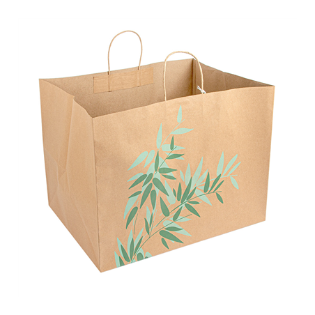 Image SACS SOS TRAITEUR 'FEEL GREEN' 110 G/M2 43+33x33 CM NATUREL KRAFT (100 UNITÉ) #1