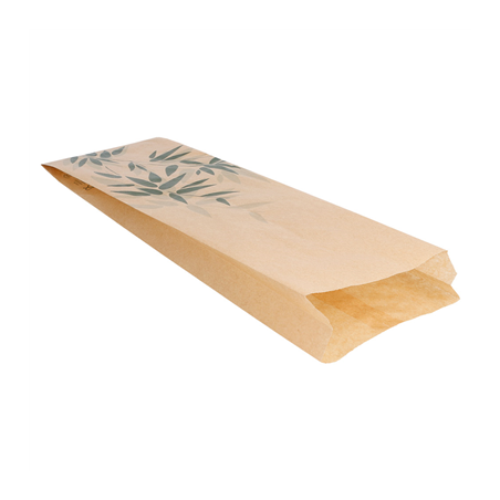 SACS BAGUETTTE GARNI 'FEEL GREEN' 34 G/M2 12+4x35 CM NATUREL PARCH.INGRAISSABLE (500 UNITÉ)