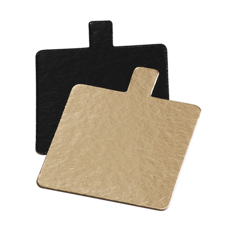 Image CARTON PÂTISSERIE DEUX FACES  950 G/M2 8x8 CM OR/NOIR CARTON (250 UNITÉ) #1