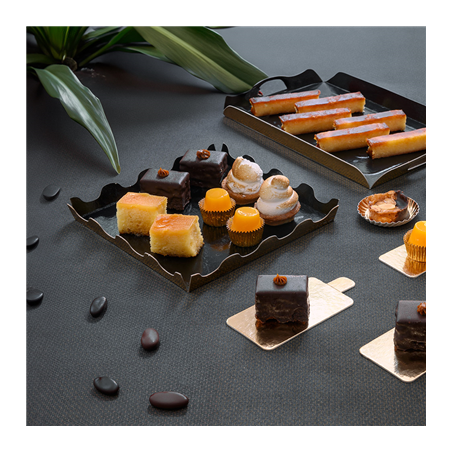 CARTONS PÂTISSERIE DEUX FACES  750 G/M2 19x19+1/2 CM OR/NOIR CARTON (50 UNITÉ)