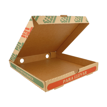 BOÎTES À PIZZA 350 G/M2 24x24x3 CM NATUREL CARTON MICROCANAL (100 UNITÉ)