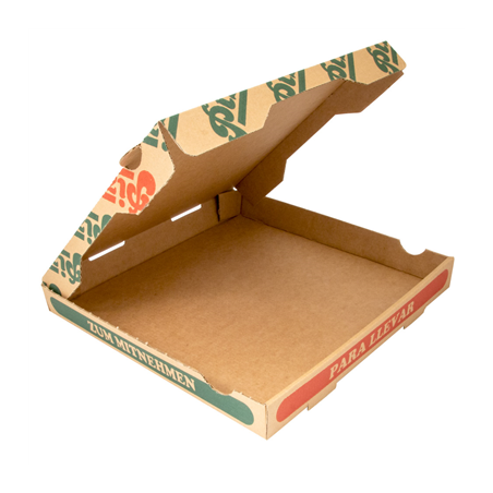 BOÎTES À PIZZA 350 G/M2 29x29x3,5 CM NATUREL CARTON MICROCANAL (100 UNITÉ)