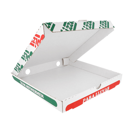 BOÎTES À PIZZA 348 G/M2 24x24x3 CM BLANC CARTON MICROCANAL (100 UNITÉ)