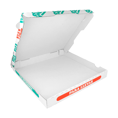 BOÎTES À PIZZA 348 G/M2 32x32x3,5 CM BLANC CARTON MICROCANAL (100 UNITÉ)