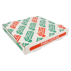 Image BOÎTES PIZZA MICROCANNELURE  348 G/M2 26x26x4 CM BLANC CARTON (100 UNITÉ) #1