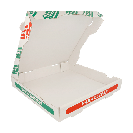 BOÎTES À PIZZA  348 G/M2 26x26x4 CM BLANC CARTON MICROCANAL (100 UNITÉ)