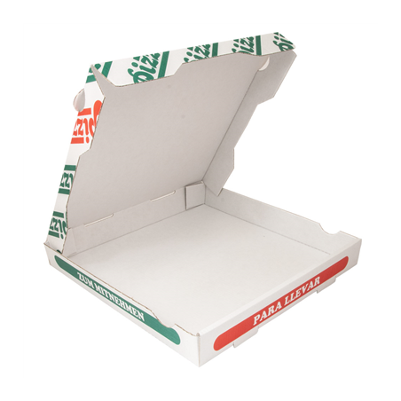 BOÎTES À PIZZA 348 G/M2 29x29x4 CM BLANC CARTON MICROCANAL (100 UNITÉ)