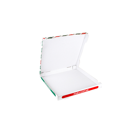 BOÎTES À PIZZA 348 G/M2 40x40x4 CM BLANC CARTON MICROCANAL (100 UNITÉ)