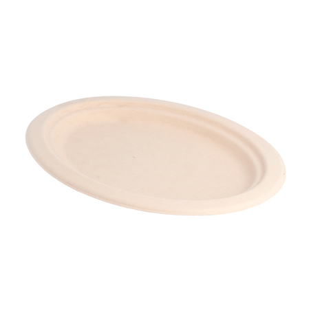 Image ASSIETTES OVALES 'BIONIC'  26,3x19,9x2 CM NATUREL BAGASSE (800 UNITÉ) #1