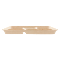 PLATEAUX 5 COMPART. 'BIONIC' 26,5x21,5x2 CM NATUREL BAGASSE (500 UNITÉ)