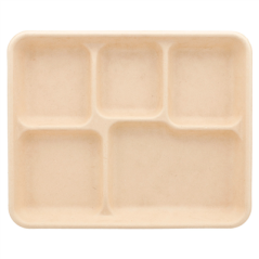 Image PLATEAUX 5 COMPART. 'BIONIC'  26,5x21,5x2 CM NATUREL BAGASSE (500 UNITÉ) #3